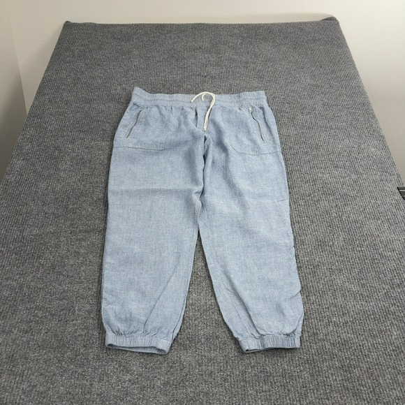 Athleta Pants - Athleta Cabo Linen Jogger Womens 18 Blue Linen Lightweight Drawstring Casual